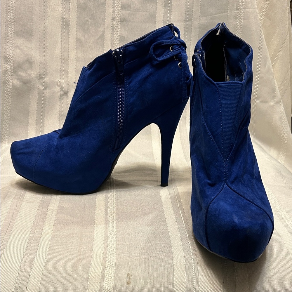 Chic Royal Blue Women's Heeled Boots